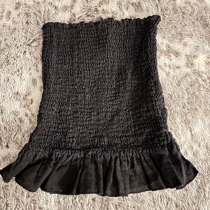 Black Smocked Tube Top
